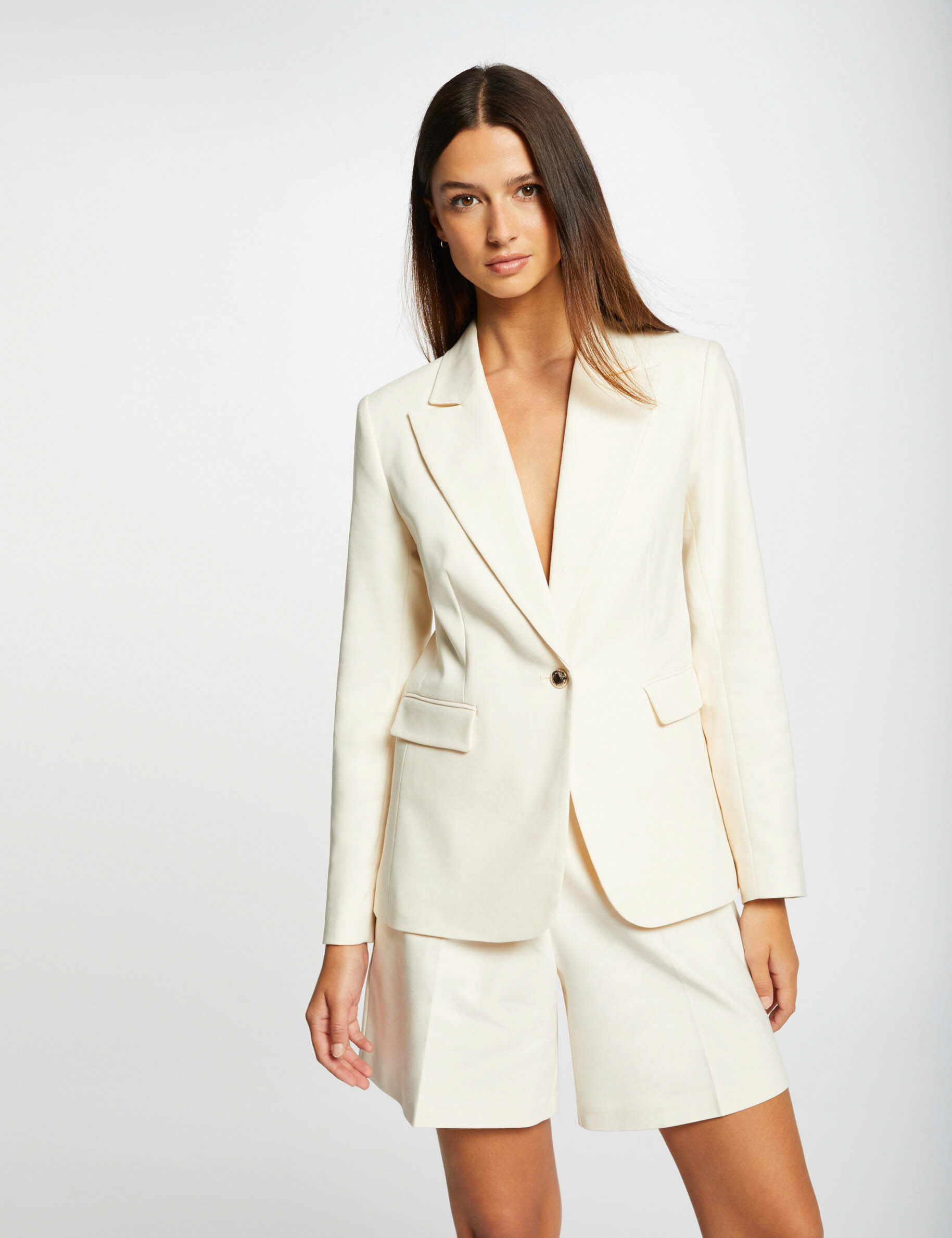 Veste city cintrée manches longues ecru moyen femme - ecru_moyen