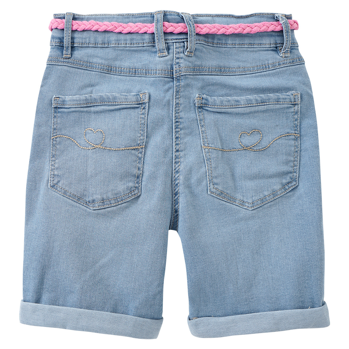 Yigga Mädchen Jeansshorts mit Flechtgürtel hellblau