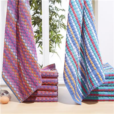 Essuie-mains carrés multicolores - lot de 6