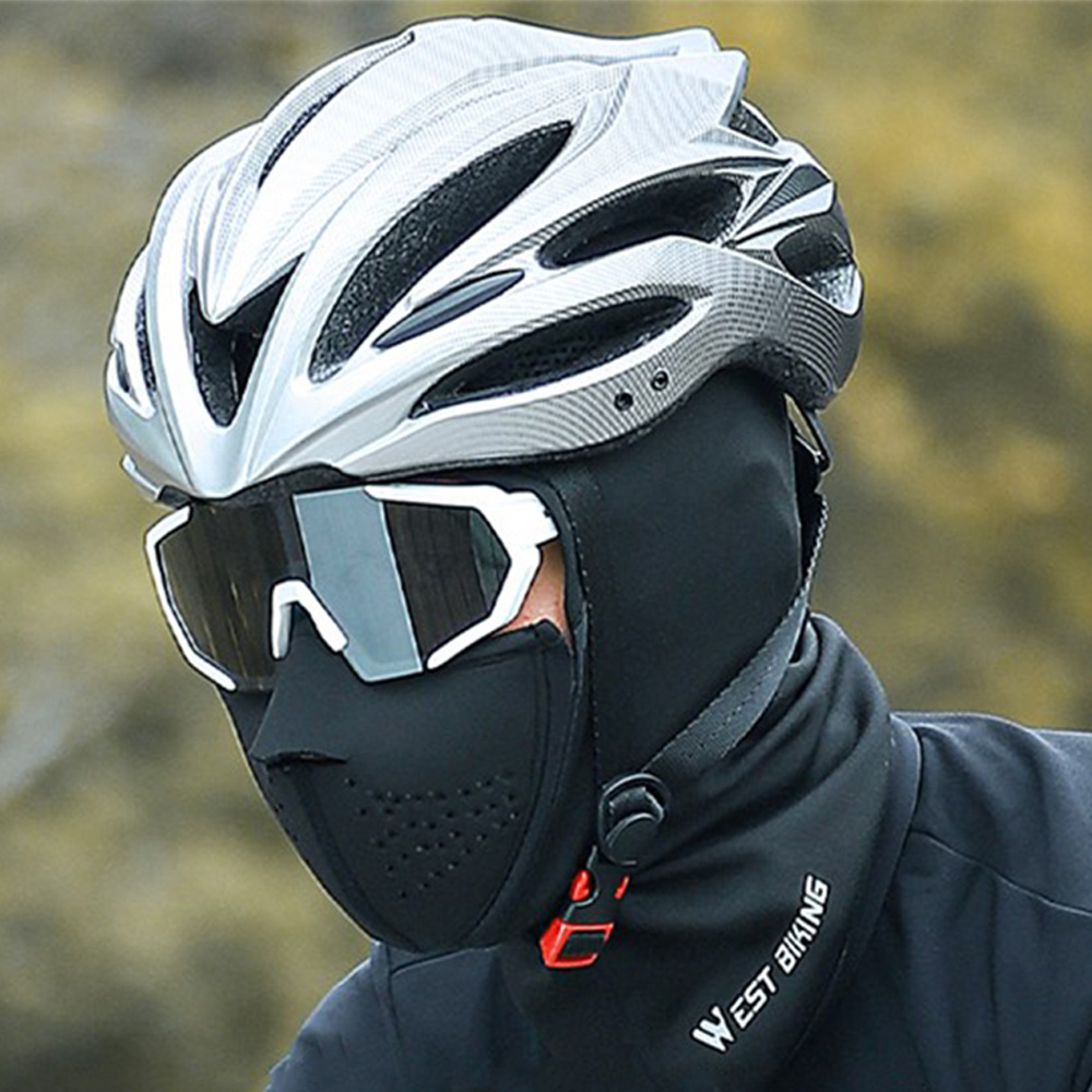 Winddichte Ski Sturmhaube Motorrad Halstuch Kälte   UV Gesichts Schutzmaske mit Magnetischer Klappe - Schwarz