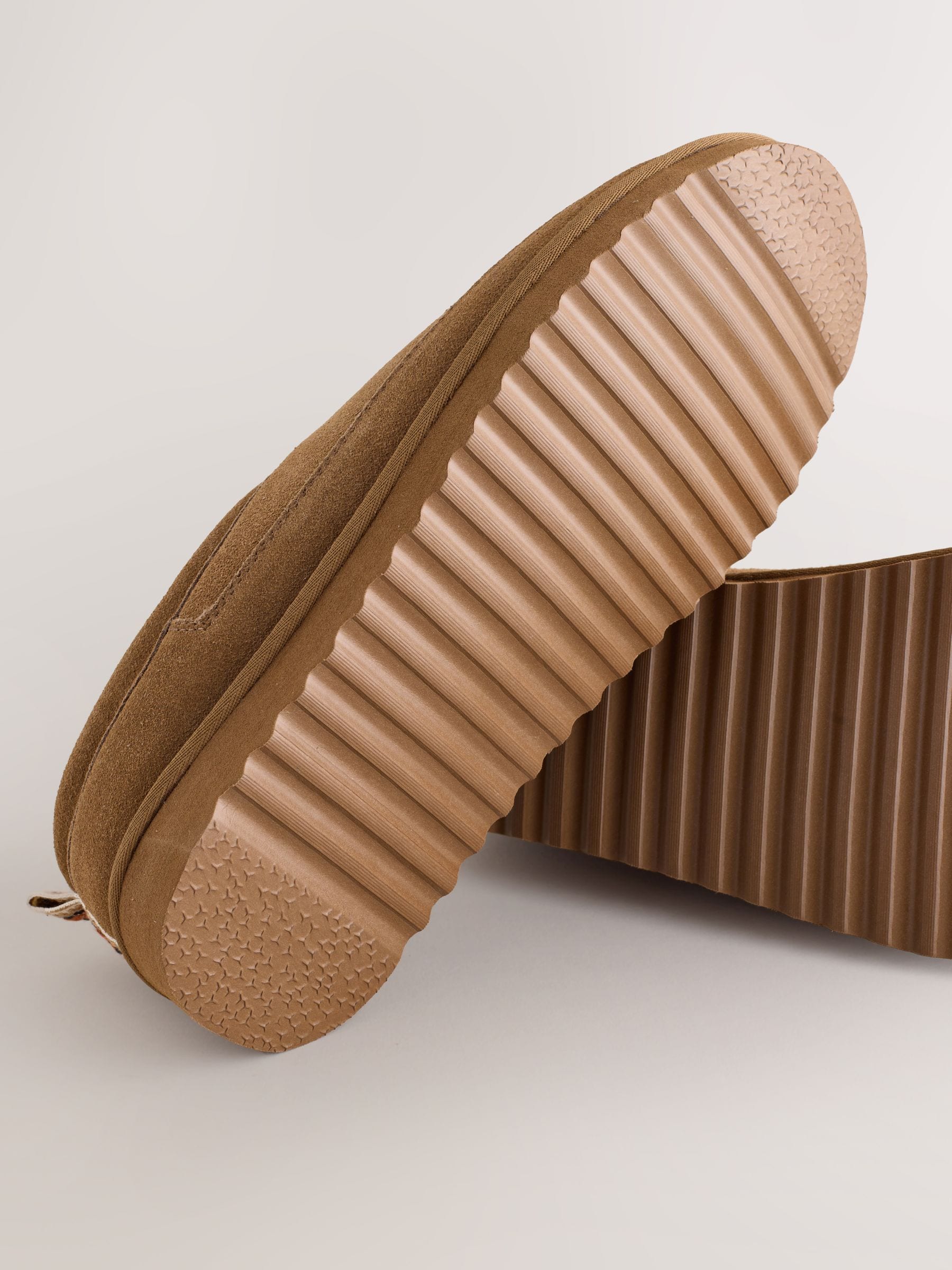 Taupe - Signature Suede Faux Fur Lined Slippers