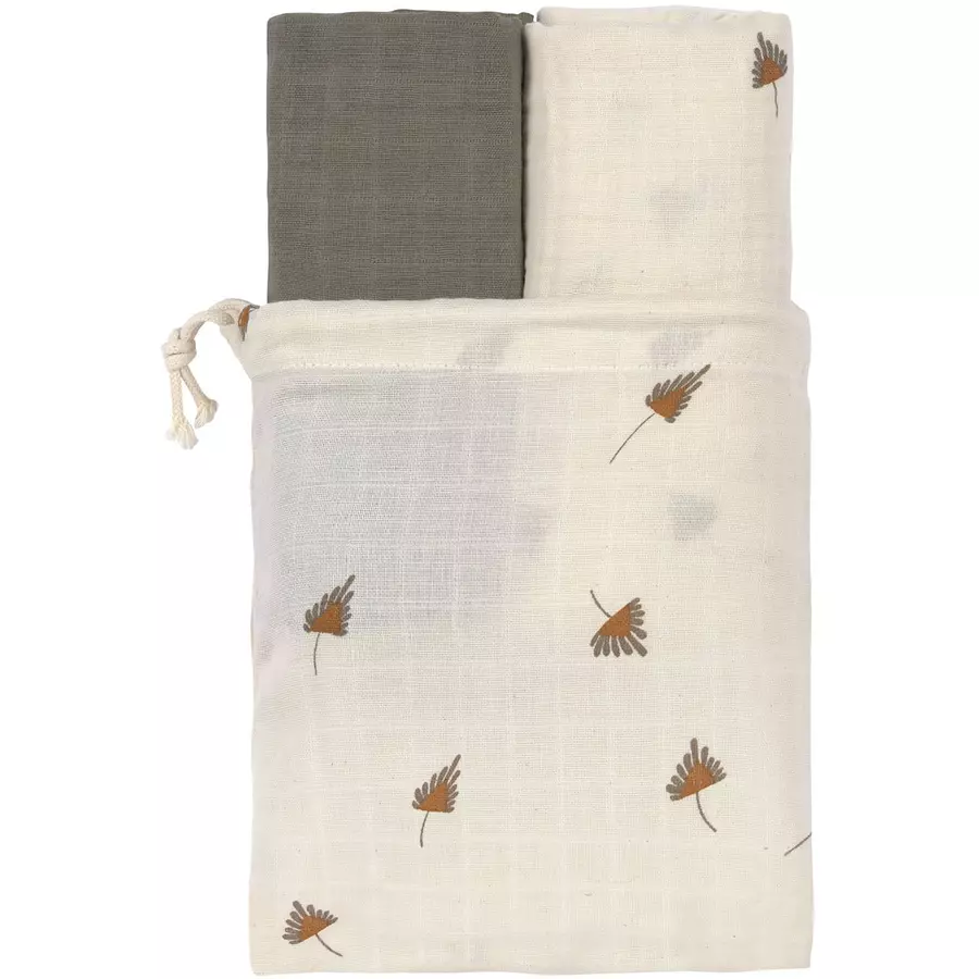 LÄSSIG Mulltücher L 2er Pack taupe 80 x 80 cm