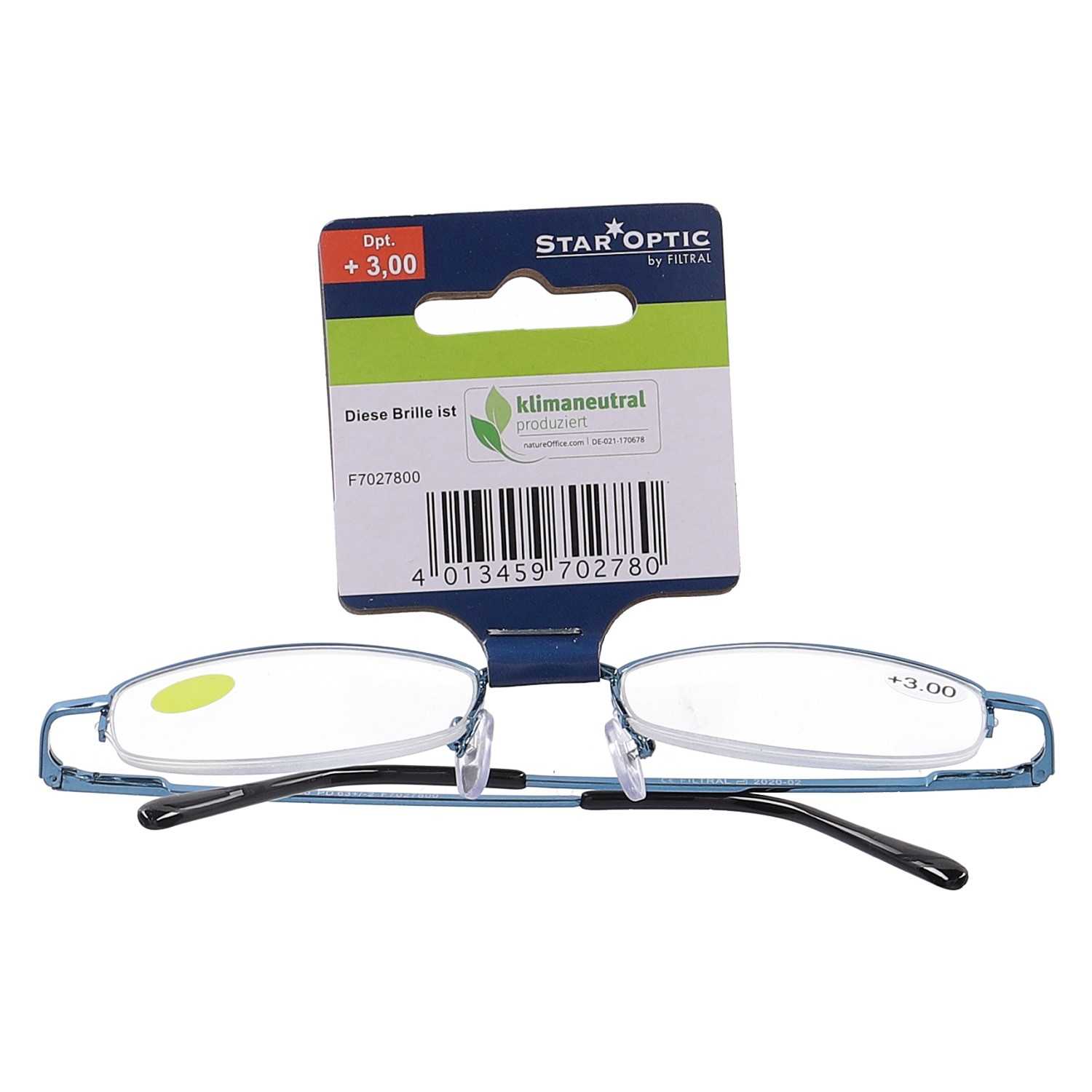 Star Optic Lesehilfe MD3 aus Metall +3,0 Dioptrien hellblau