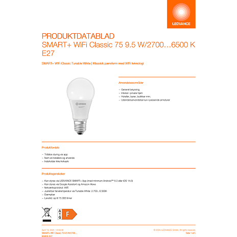 Ledvance smart+ kronepære 9,5W - dæmpbar