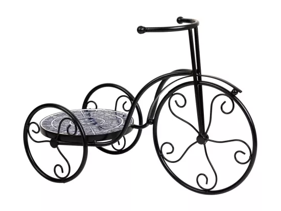 Support de pot de fleurs vélo en mosaïque et métal noir 53x23.5x36h