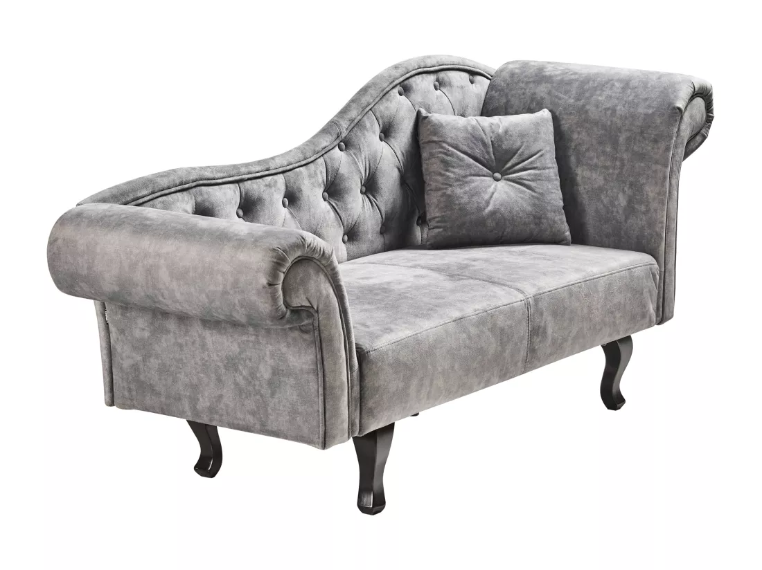 Chaise longue à gauche en velours gris LATTES II