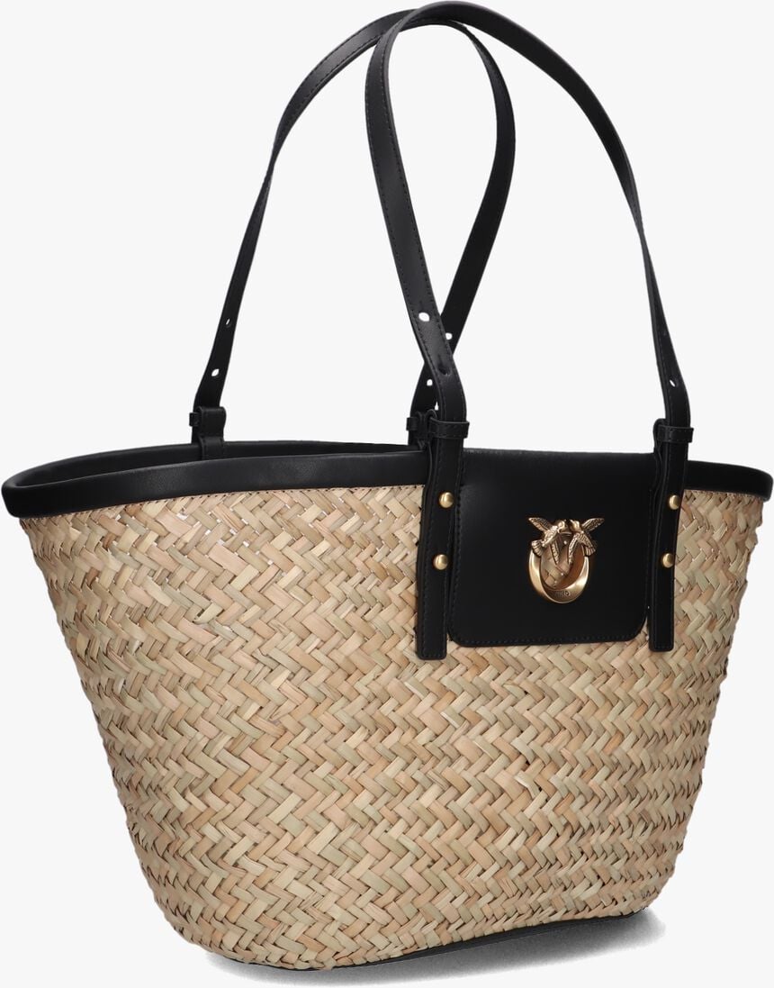 beige pinko shopper love summer basket raffia