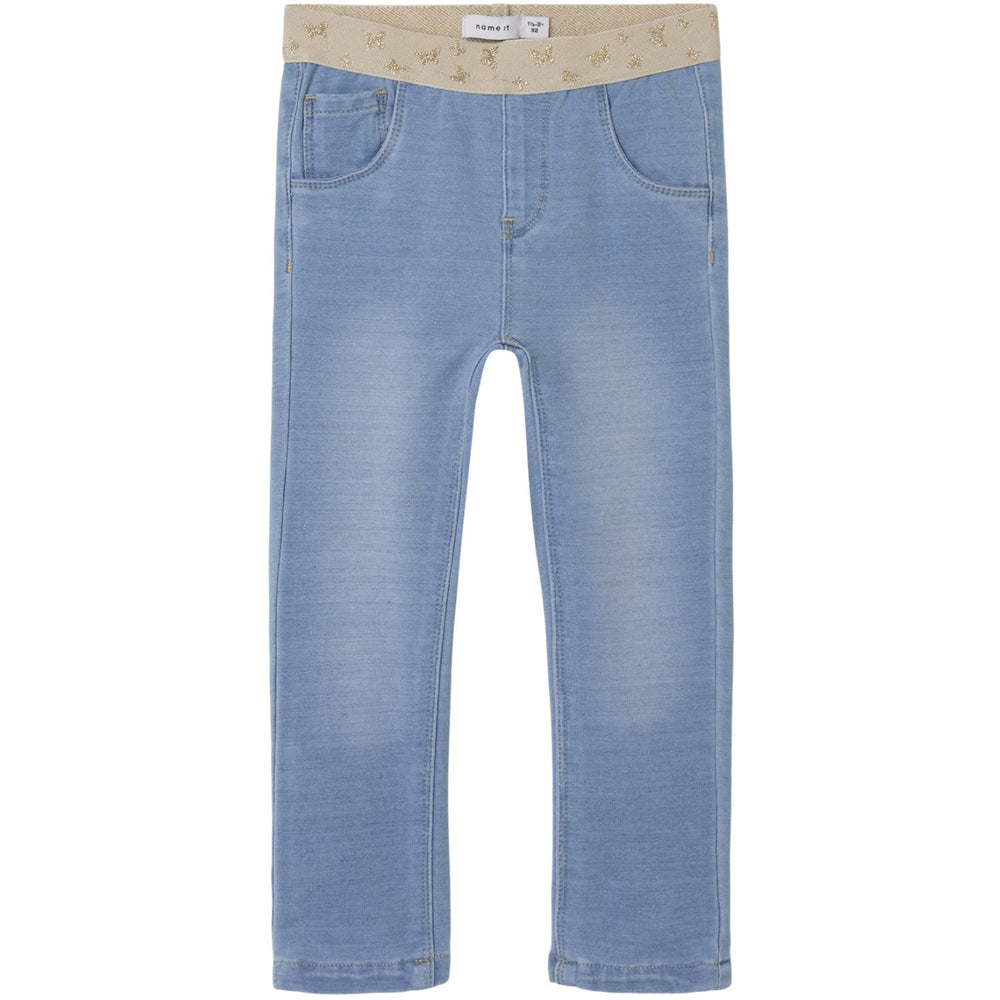 Køb Name It Light Blue Denim Butterfly Salli Slim Sweat Jeans Noos