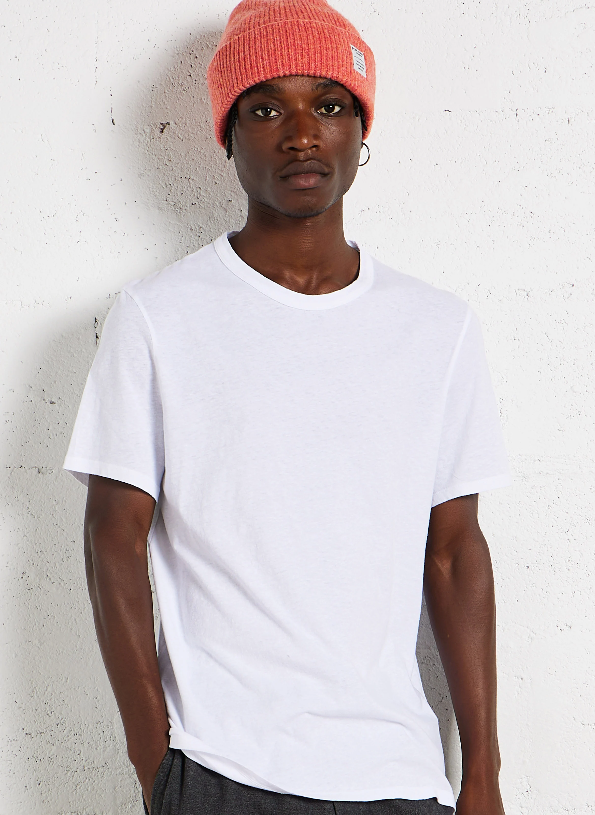 FAKOBAY - Tee-shirt col rond regular fit en coton | Blanc
