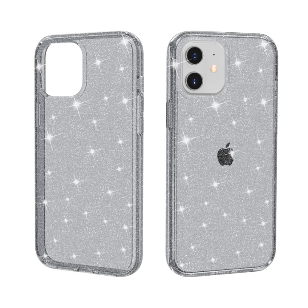 iPhone 12 / iPhone 12 Pro Hybrid Hardcase Schutzhülle im Glitzer Design - Schwarz / Transparent