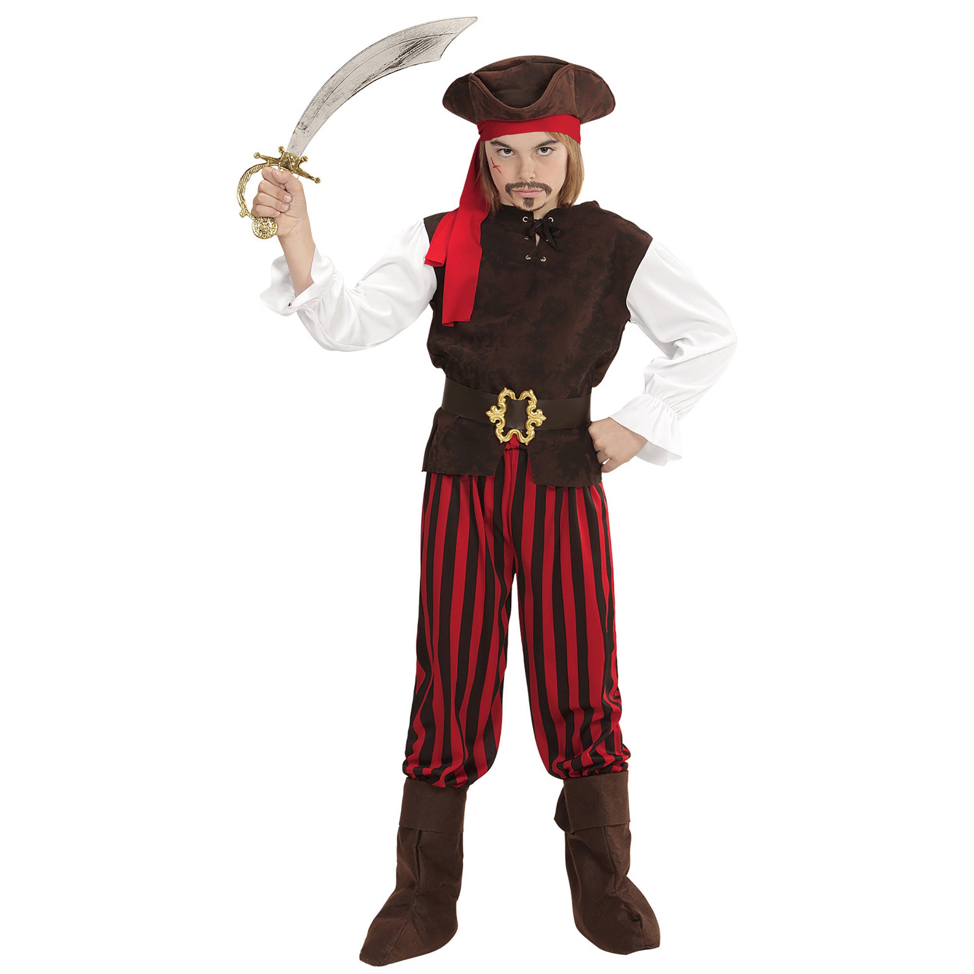 Piraat Kostuum Rood Bruin Jongen