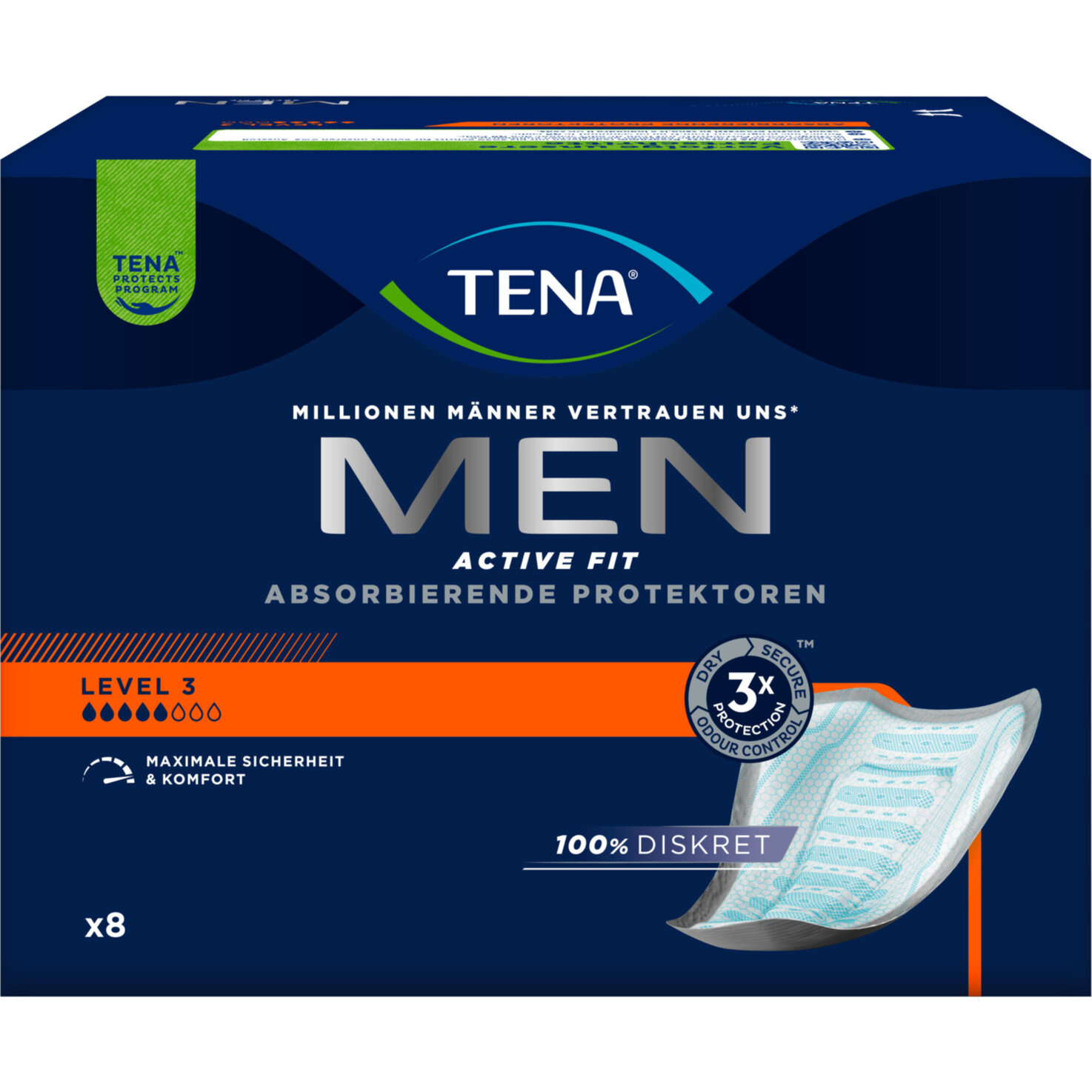 Tena Men Active Fit Inkontinenz-Einlagen Level 3 8 Stück