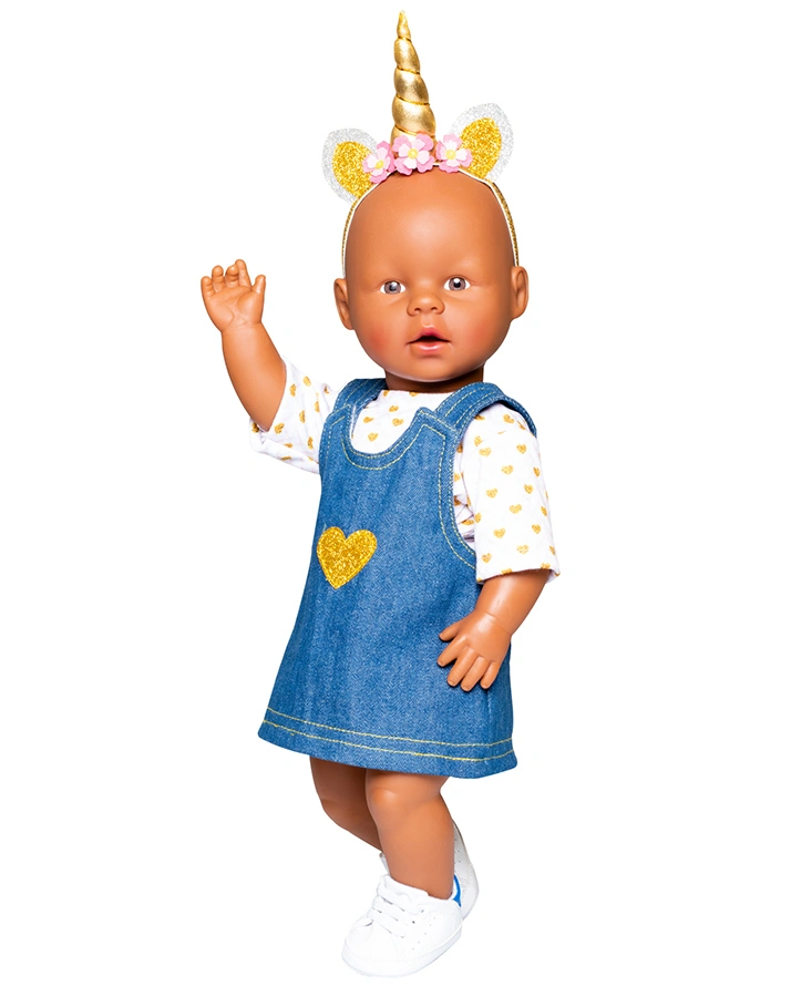 Puppen-Jeanskleid GOLDSTÜCK (28-35 cm) 2-teilig