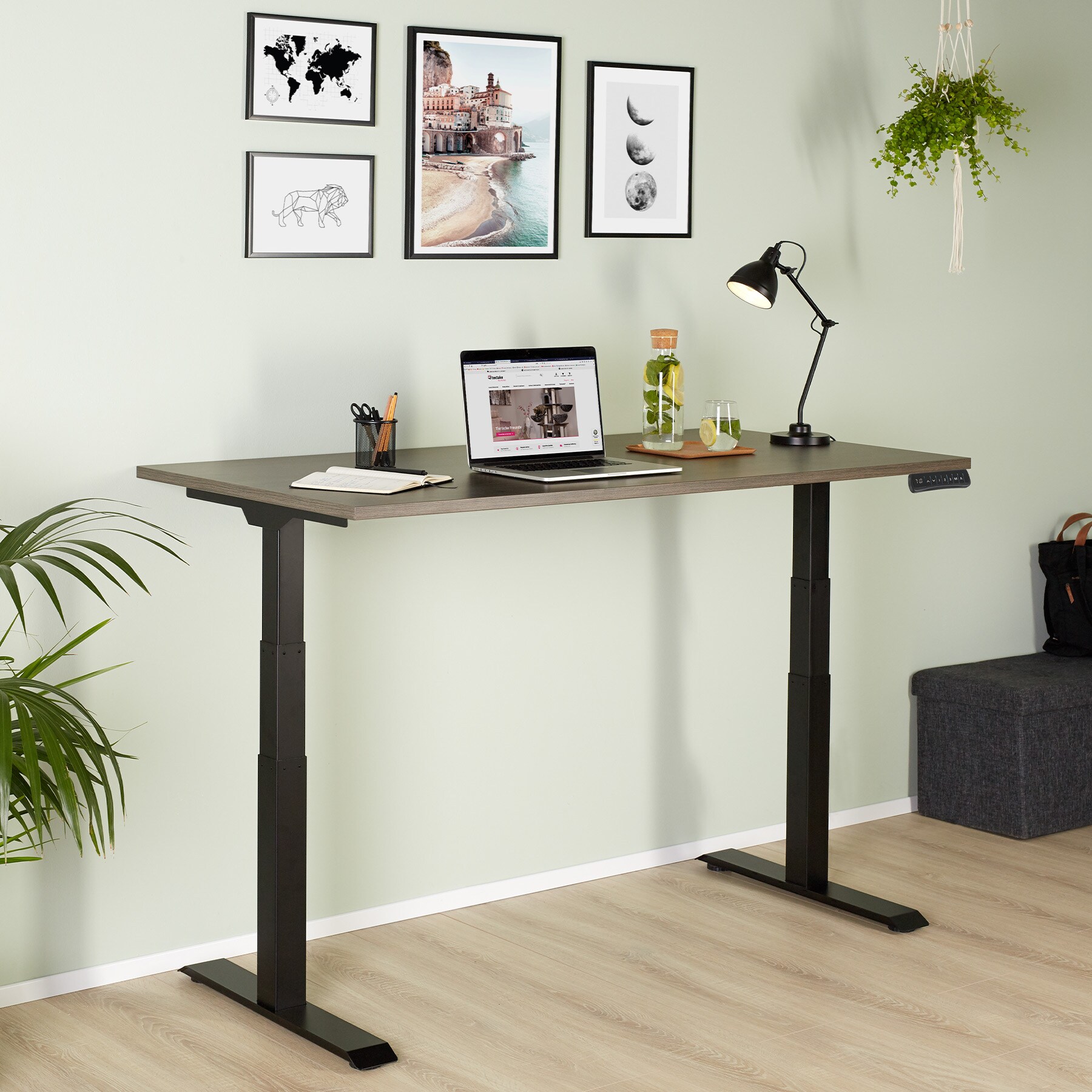 tectake® Tischgestell, elektrisch höhenverstellbar mit 2 Motoren, breitenverstellbar, 110 - 190 x 68 x 58 - 123 cm