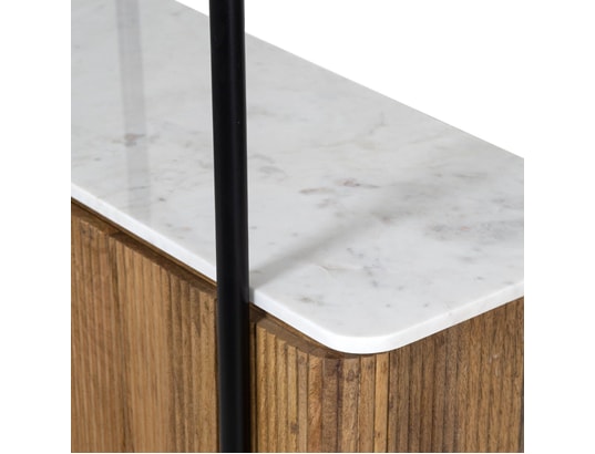 BOIS ET CHIFFONS CONCEPT - Etagère Étagère 2 portes plateau marbre blanc - manguier kfir ii