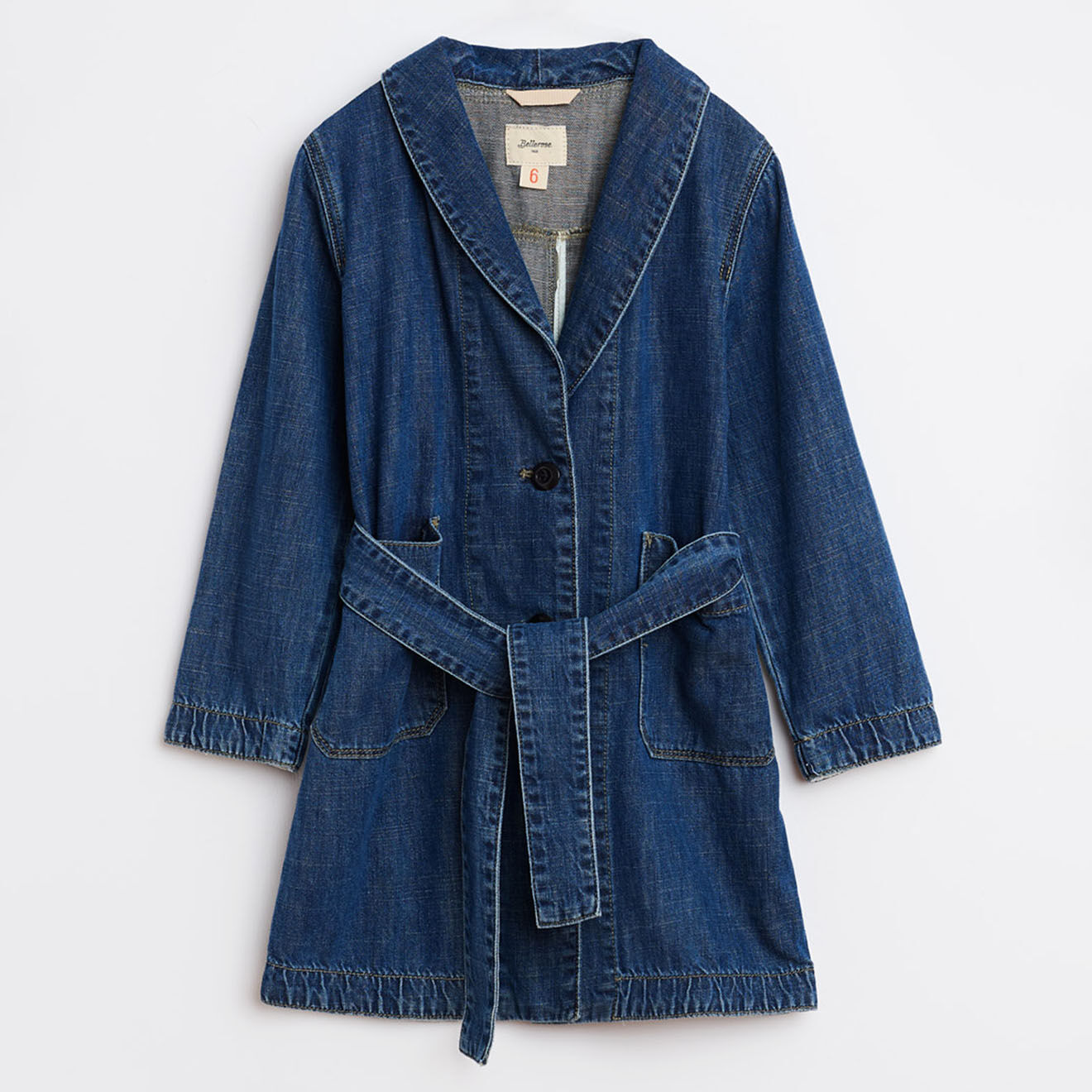 Bellerose Manteau Pogo à nouer en Toile denim bleu