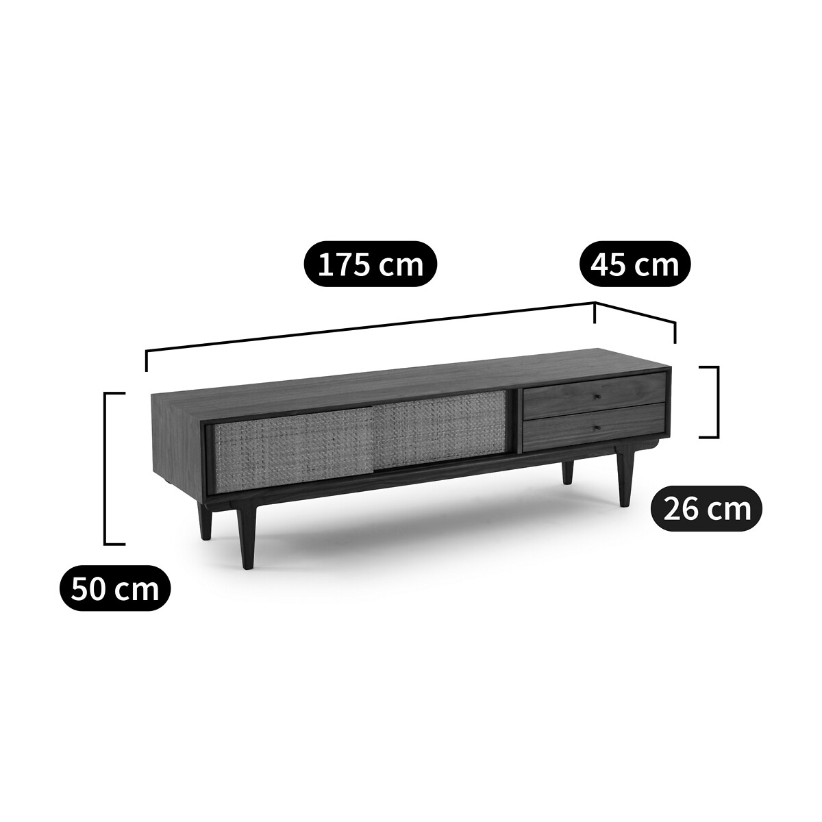 LA REDOUTE INTERIEURS<br>Móvel TV/hifi vintage, nogueira e rattan Dalqui