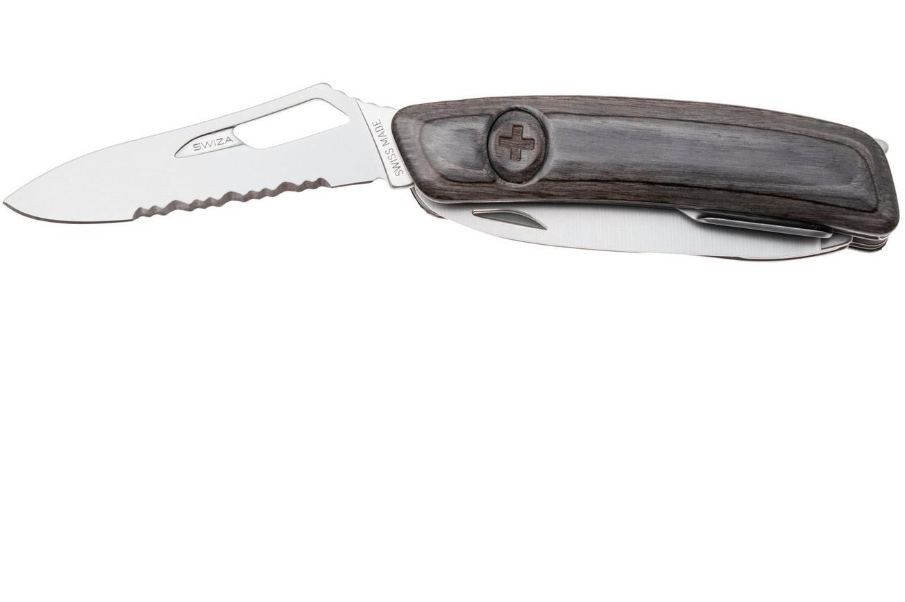 Swiza SH09 TR AM, KST.0136.6510, Laminate Black, Zwitsers zakmes, partly serrated, 9 tools