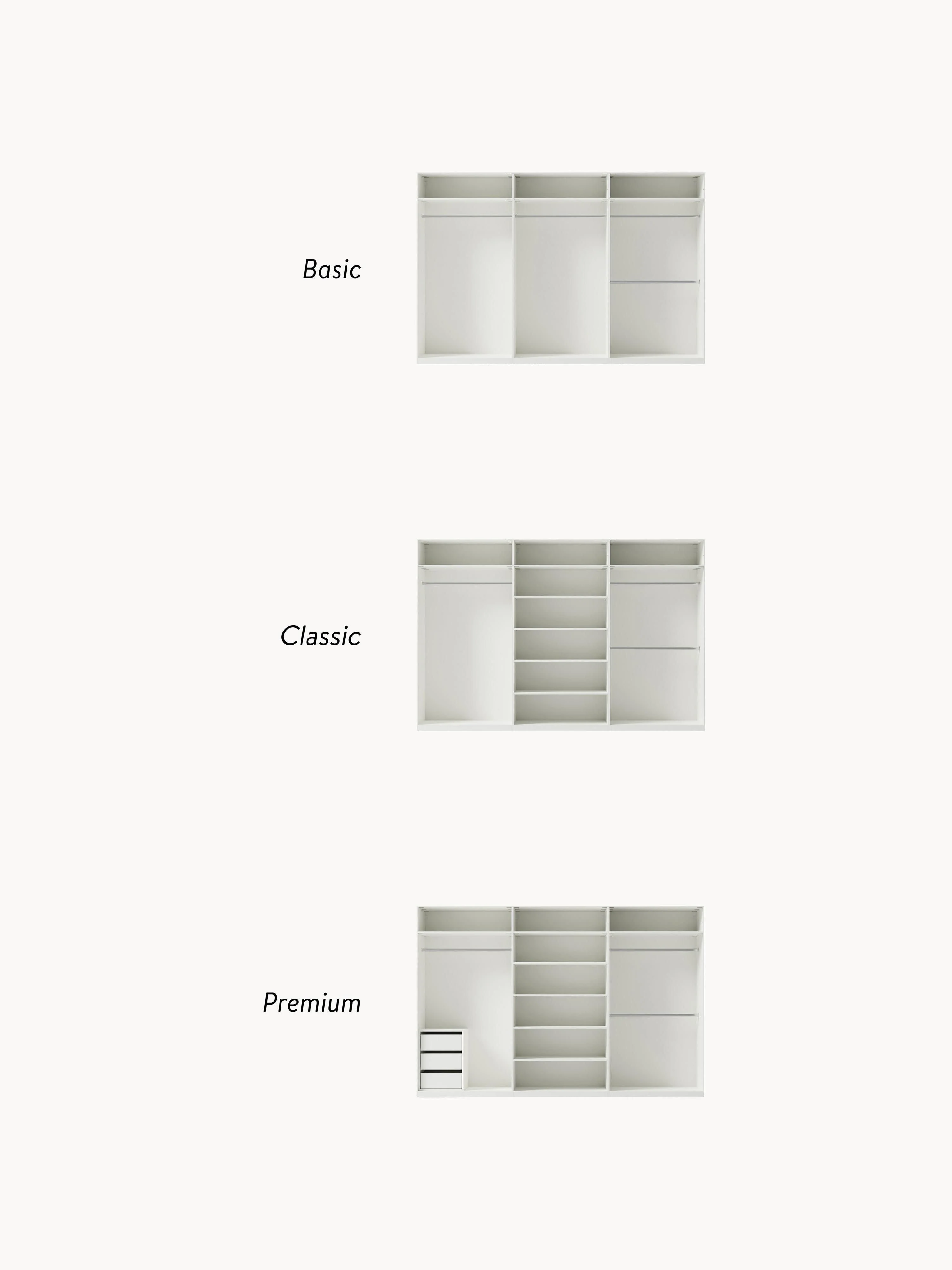 Modulaire draaideurkast Jeanne, 300 cm breed, diverse opties