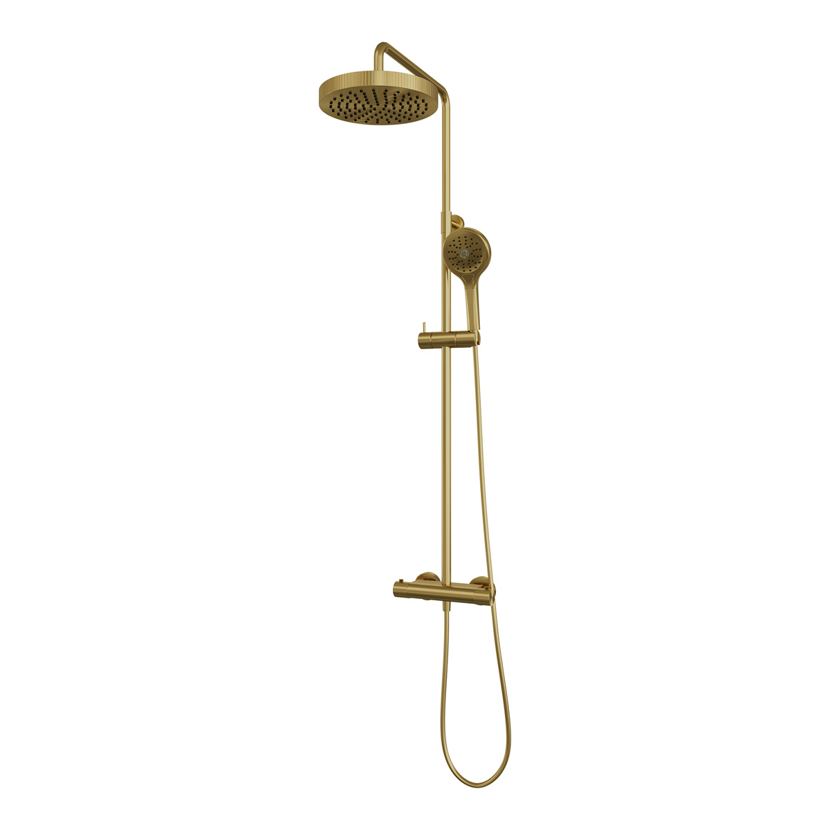 Brauer Stripe opbouw regendouche met 25cm hoofddouche en 3 standen handdouche messing geborsteld PVD