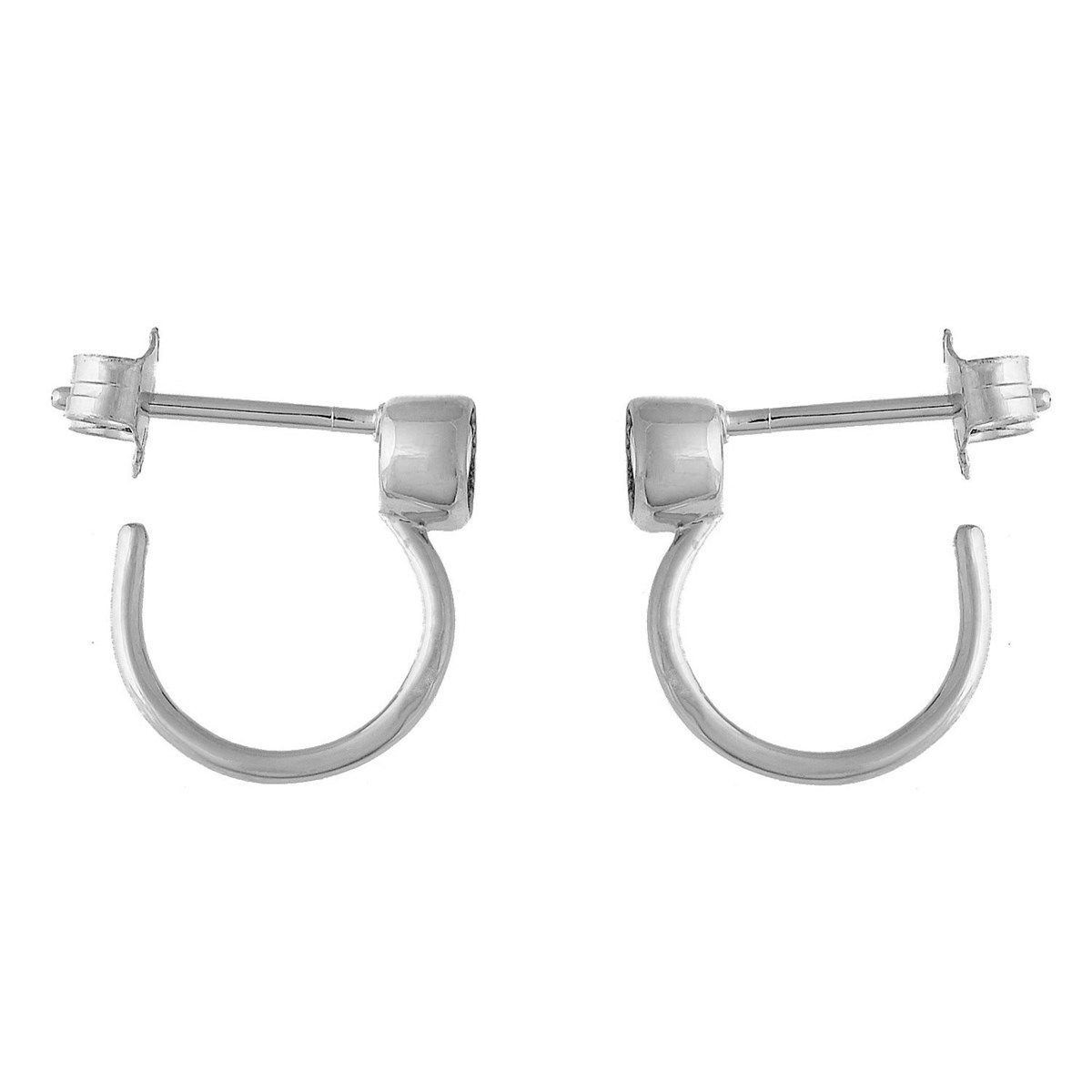 Boucles d'oreilles Créole ouverte oxyde de zirconium Argent 925 Rhodié
