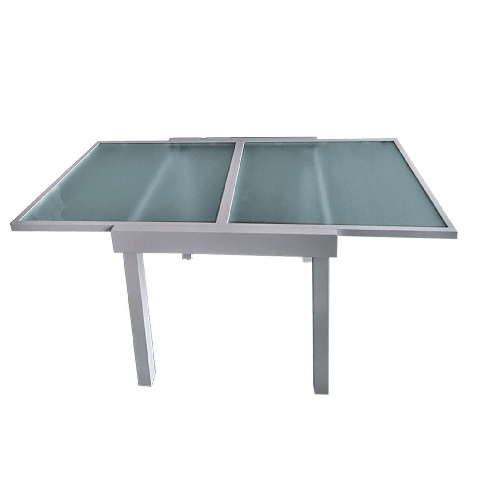 Gartentisch LOLA - grau - Glas - ausziehbar bis 130 cm