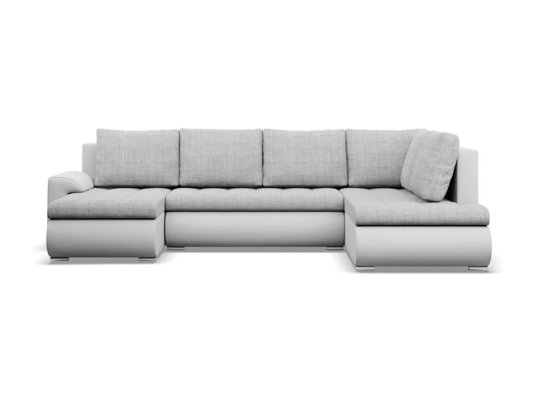 Canapé d'angle en U avec fonction sommeil, Ottoman, Gris + Gris