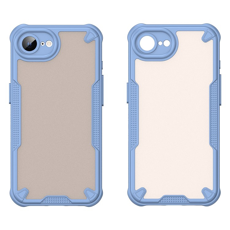 iPhone 16e Hybrid Bumper Hülle mit Air Cushion Fallschutz   Kameraschutz - Blau / Transparent (Matt)