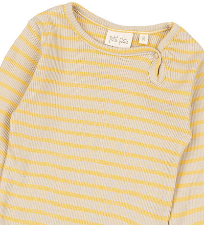 Petit Piao Body l/ä - Rib - Modal - Yellow So/Dark Off White