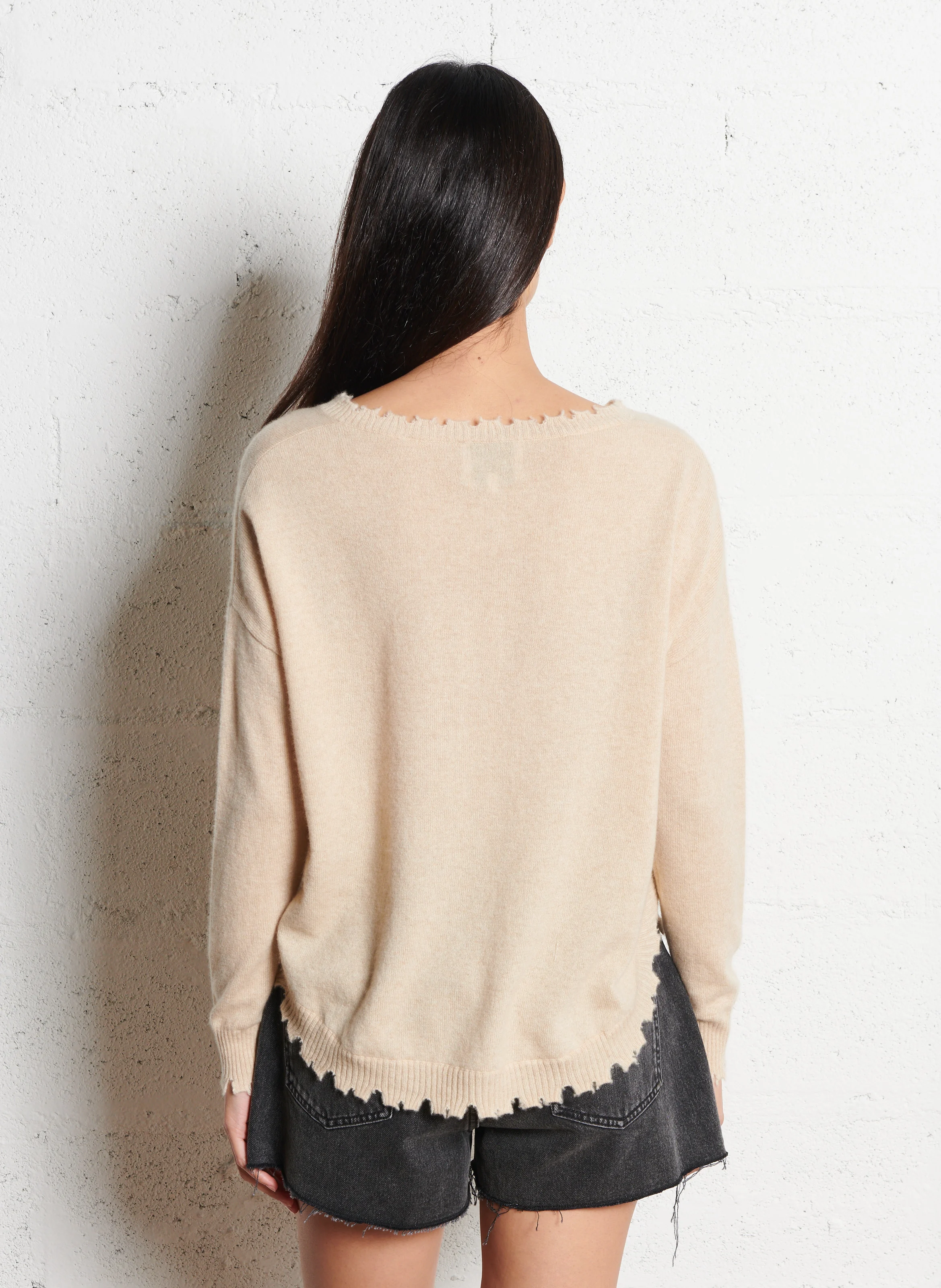 MELA - Pull oversize en cachemire maillé | Beige