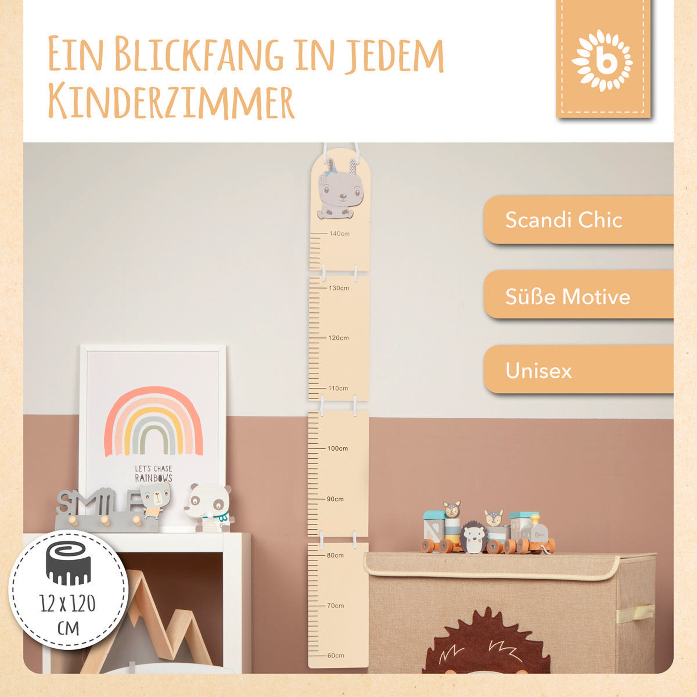 Bieco Holz Kindermesslatte Hase Beige
