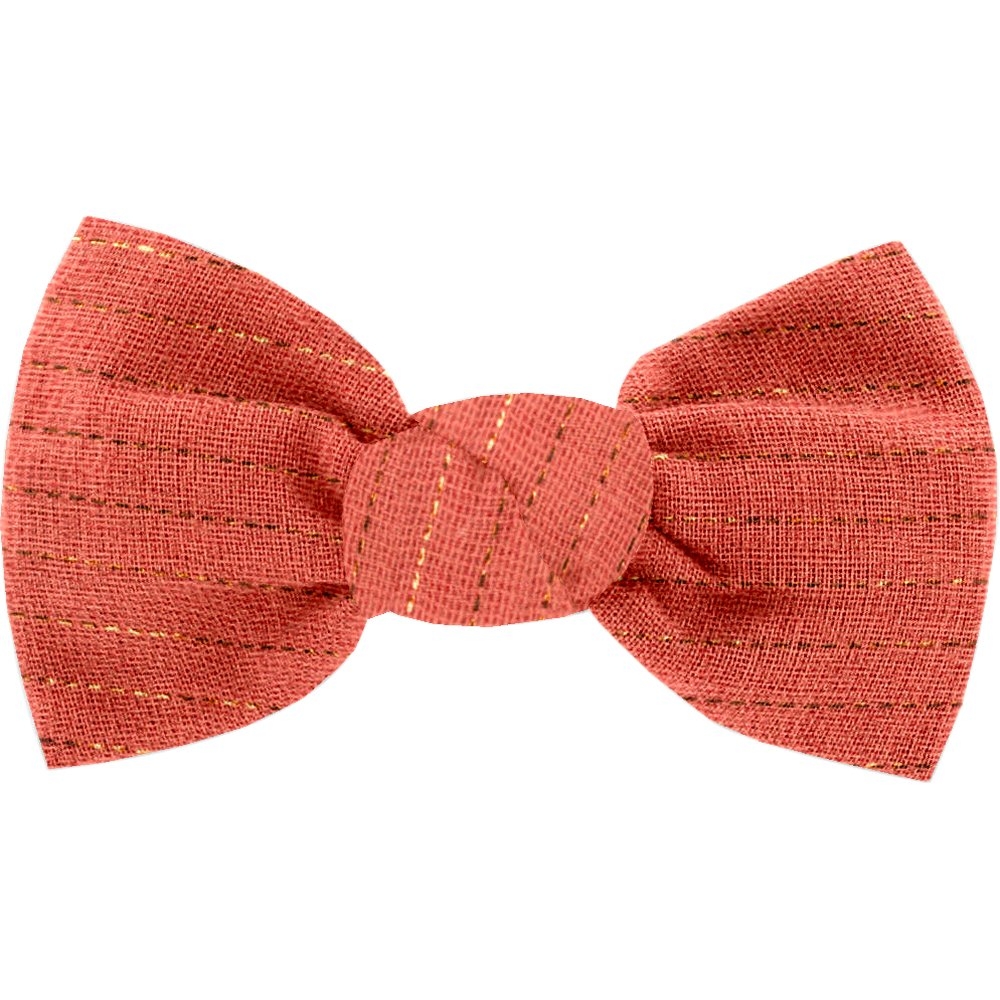 Barrette Petit Noeud Gaze Lurex Corail