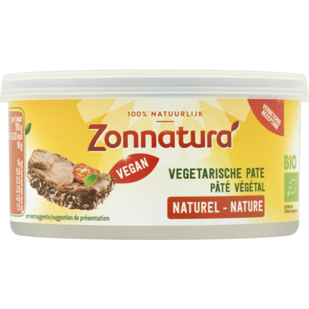 3x Zonnatura Vegetarische PateNaturel Biologisch125 gr