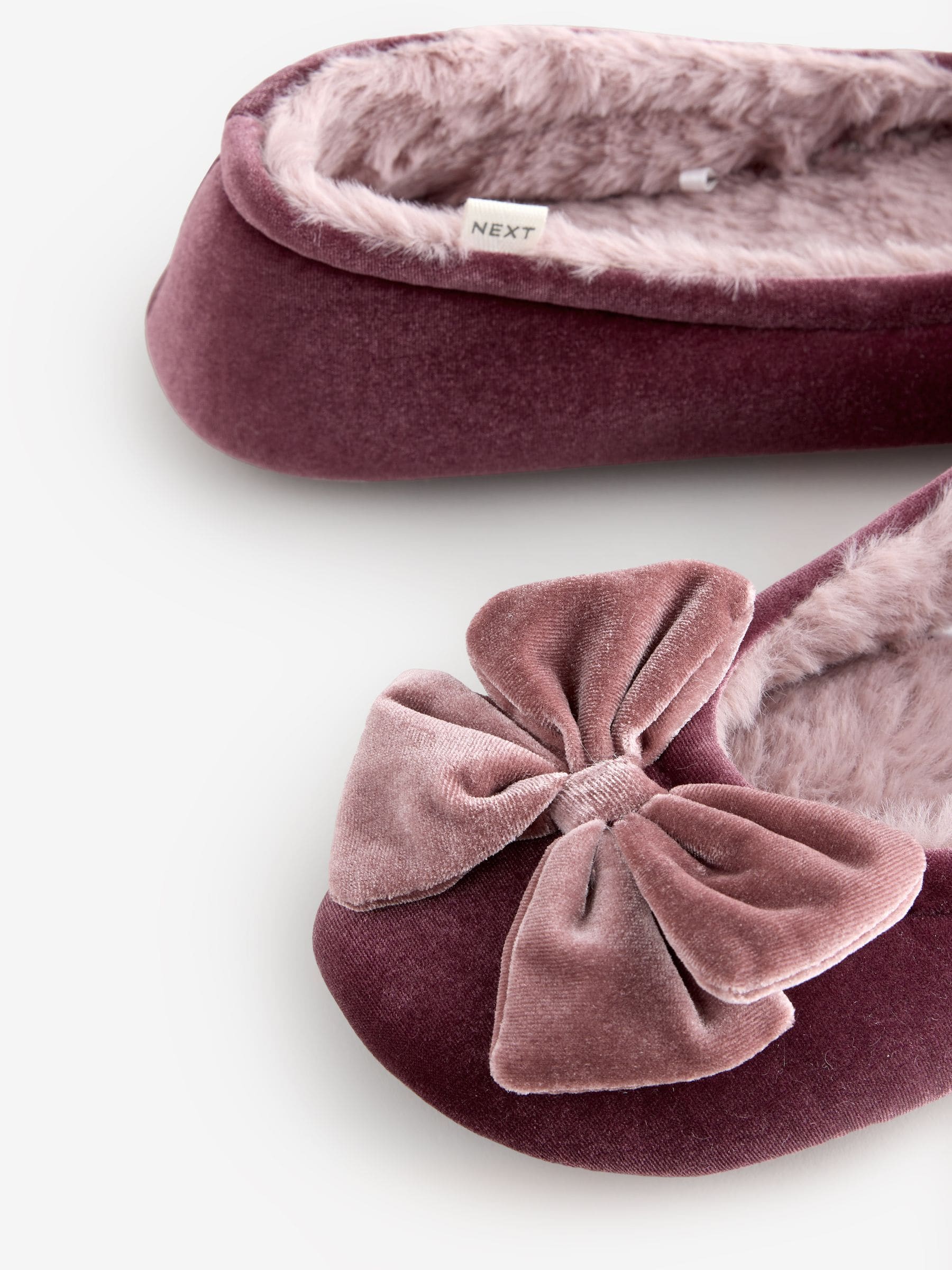 Roze - Velvet Ballet Bow Flat Slippers