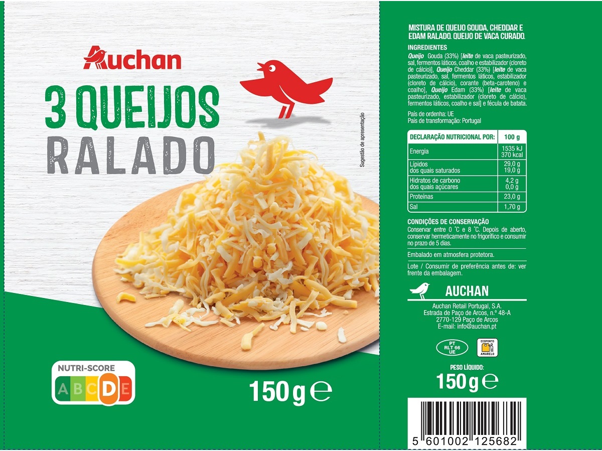 RALADO 3 QUEIJOS AUCHAN 150 G