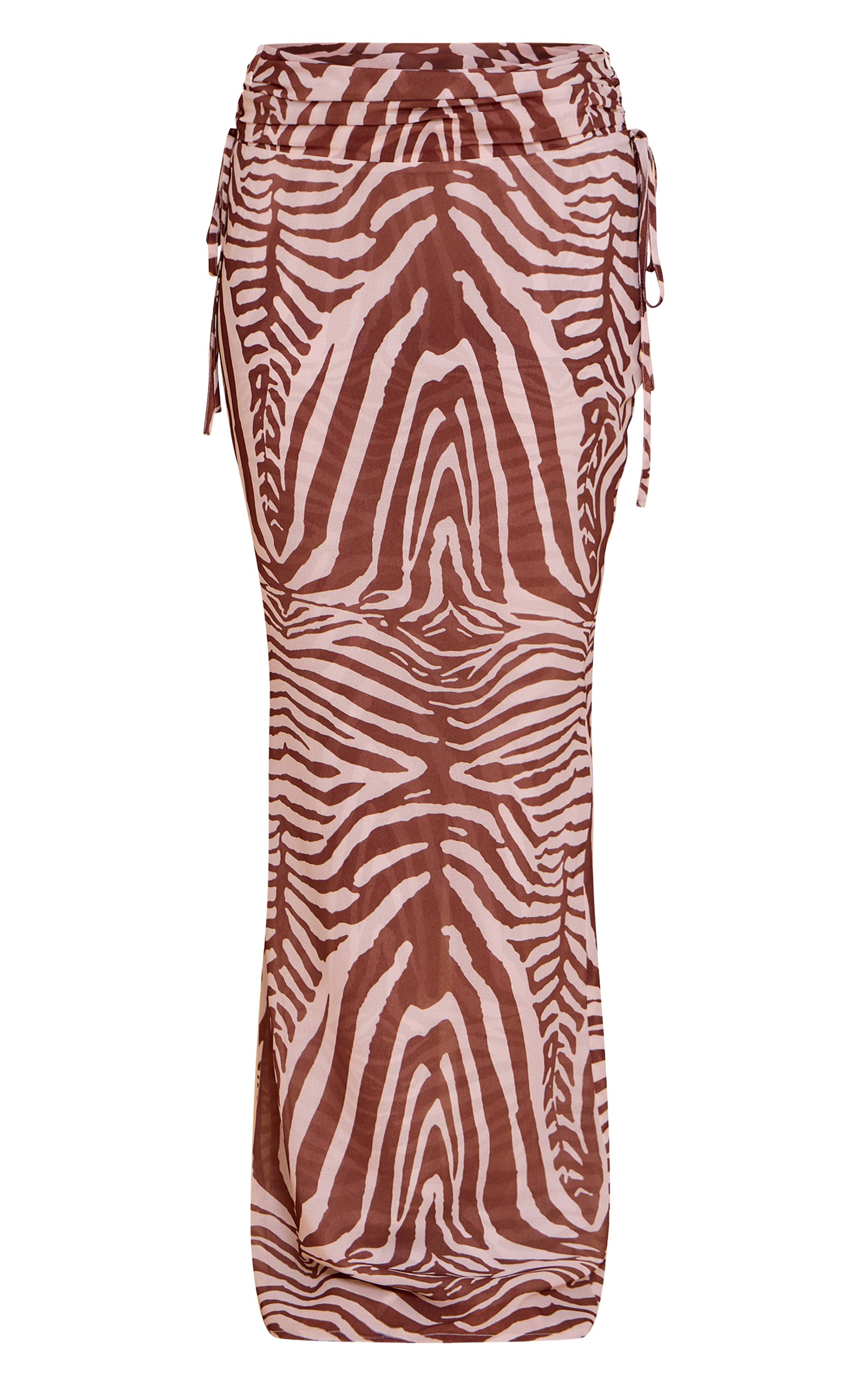 Marron Jupe Longue En Mousseline Froncée