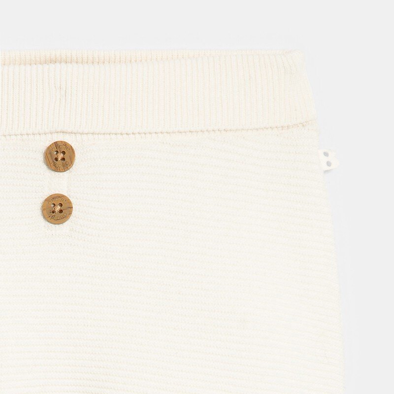 Pantalon à pieds en velours blanc naissance Beige