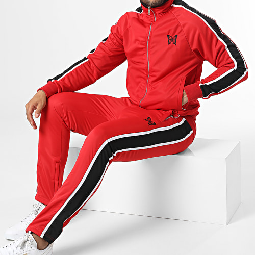 Ensemble De Survetement A Bandes LL722 Rouge