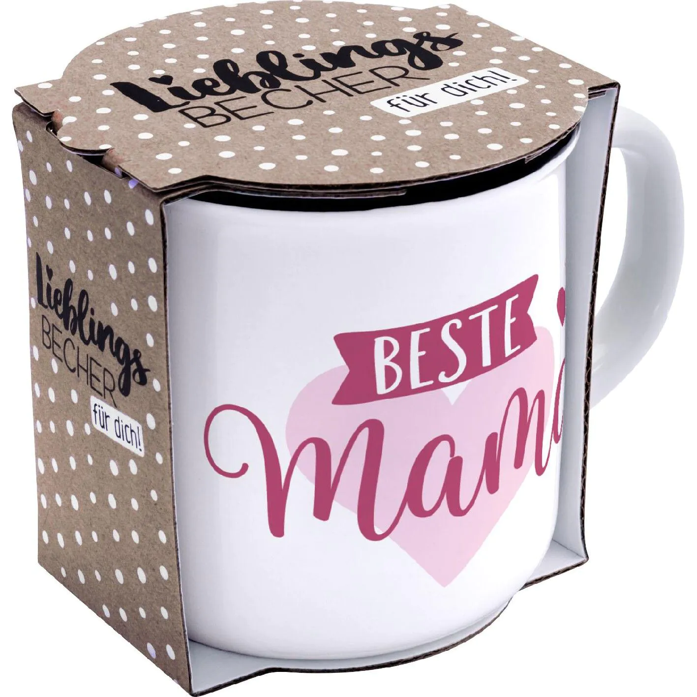 Becher Emaille-Optik, Mama, 350 ml