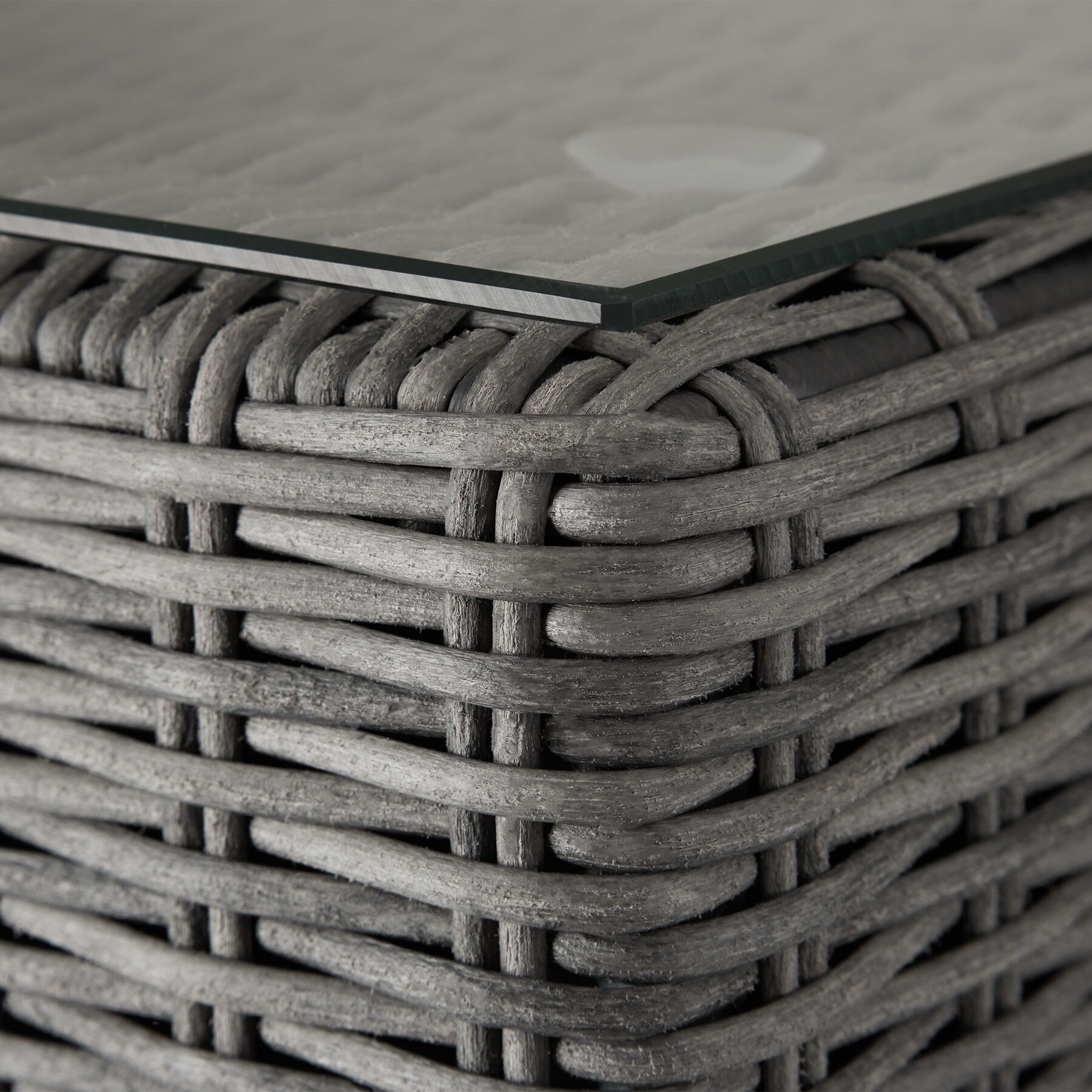tectake® Rattan Lounge, mit Aluminiumgestell, wetterfest und UV-beständig, mit Sicherheitsglasplatte