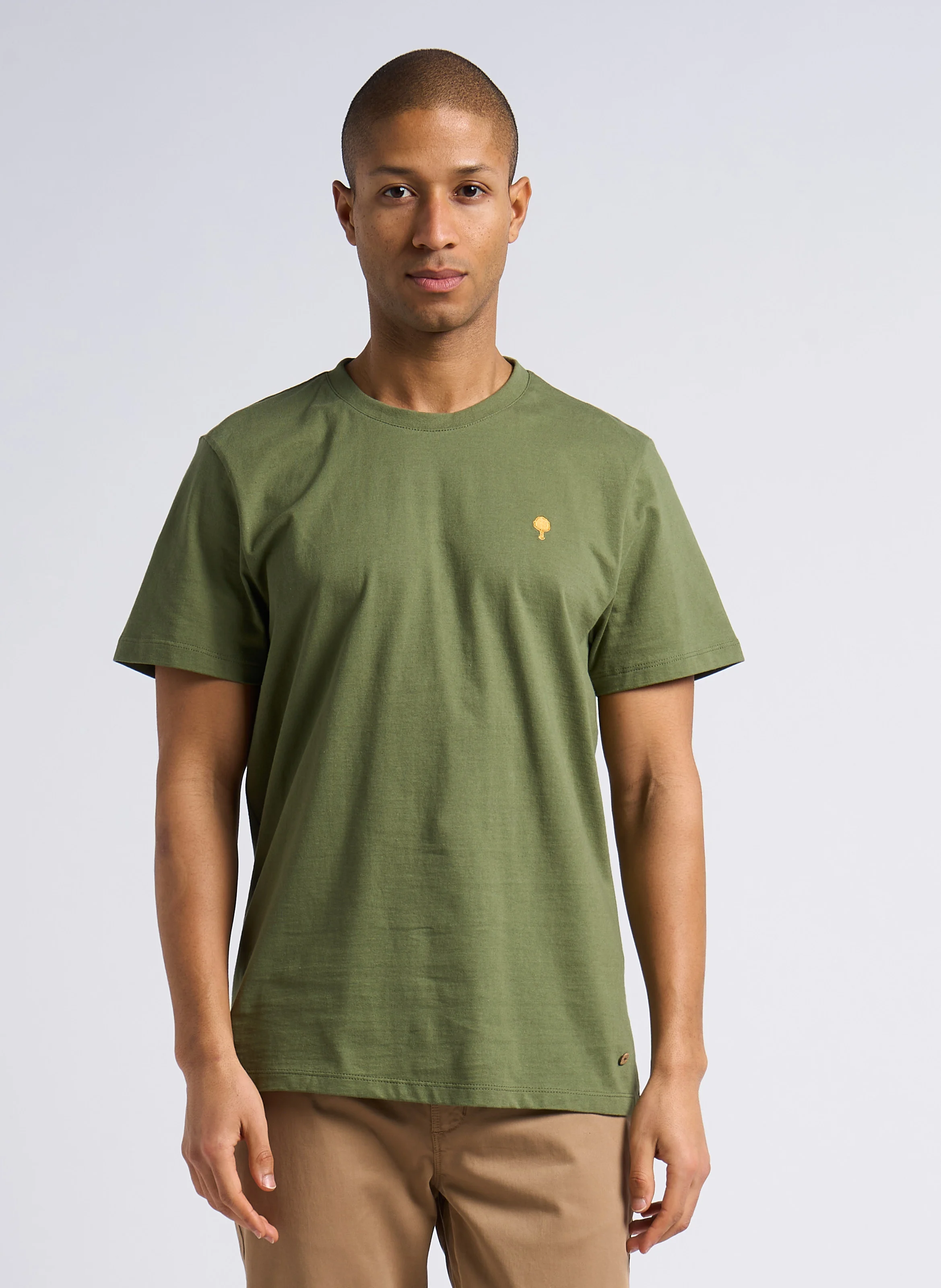ARCY - Tee-shirt regular-fit brodé en coton mélangé | Kaki