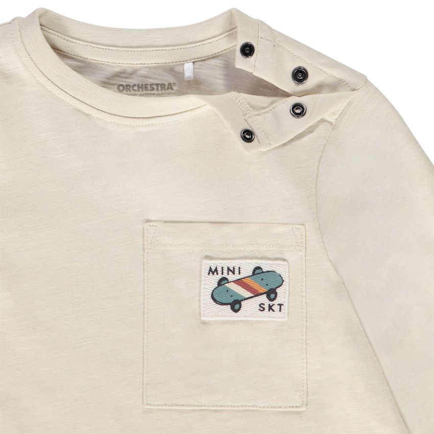 T-shirt manches longues prints skates pour bébé garçon - Ecru