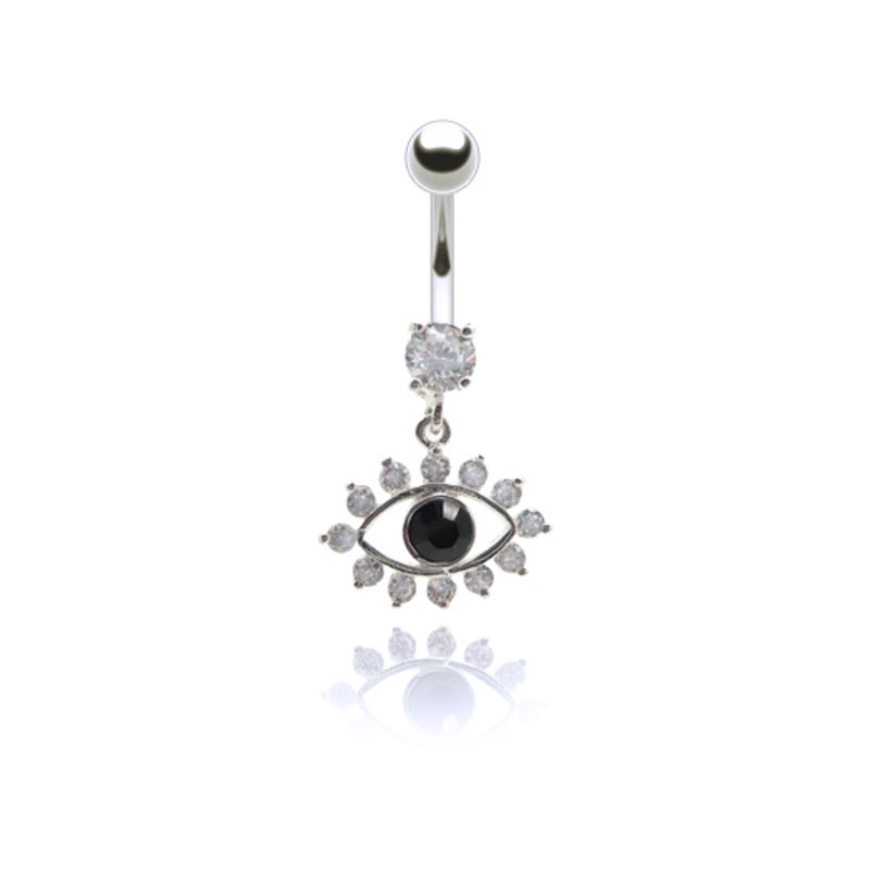 Piercing nombril pendentif oeil et zirconium