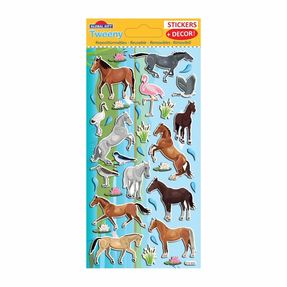 Scène à décorer pour enfants - chevaux - stickers puffies