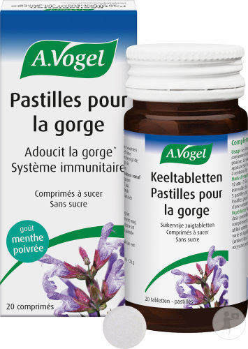A.Vogel Pastilles Pour La Gorge Sans Sucre Goût Menthe Poivrée 20 Pastilles À Sucer