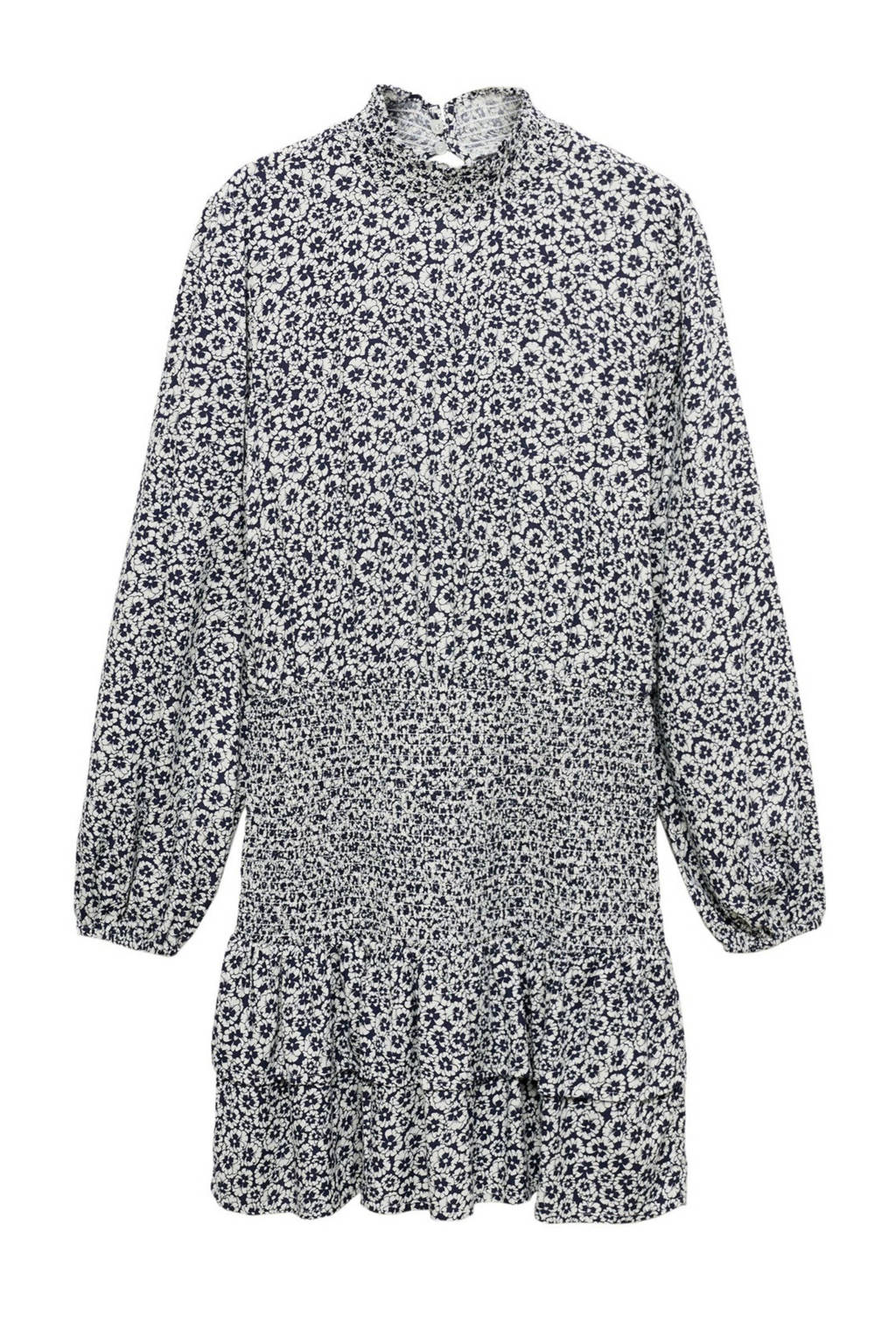 MANGO TEEN gebloemde jurk donkerblauw/ecru
