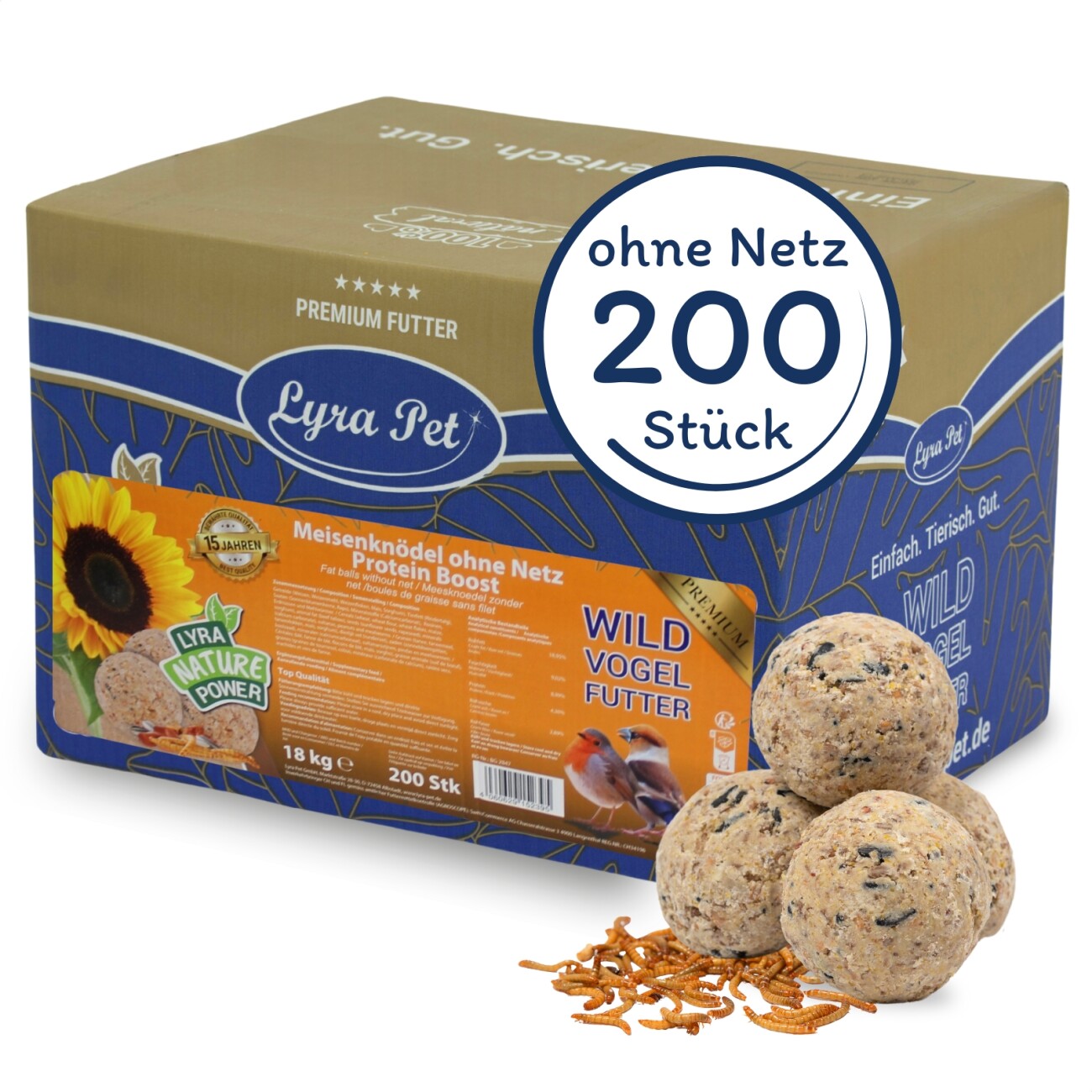 Lyra Pet Meisenknödel Protein Boost mit Mehlwürmern ohne Netz à 90 g