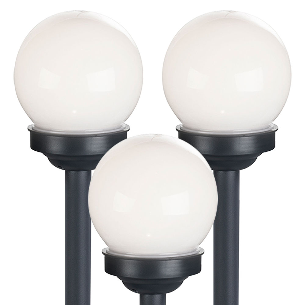 3er Set LED Solarkugel weiß, Erdspieß, DxH 10x38 cm