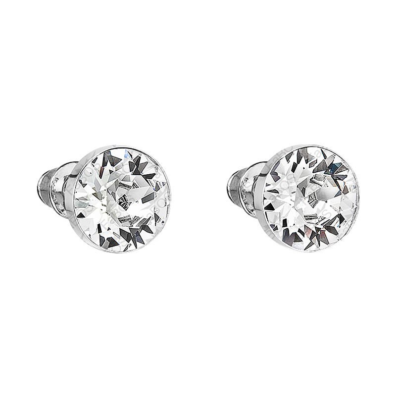 Boucles d'oreilles cristal Swarovski Blanc en plaqué Or Blanc et rhodié