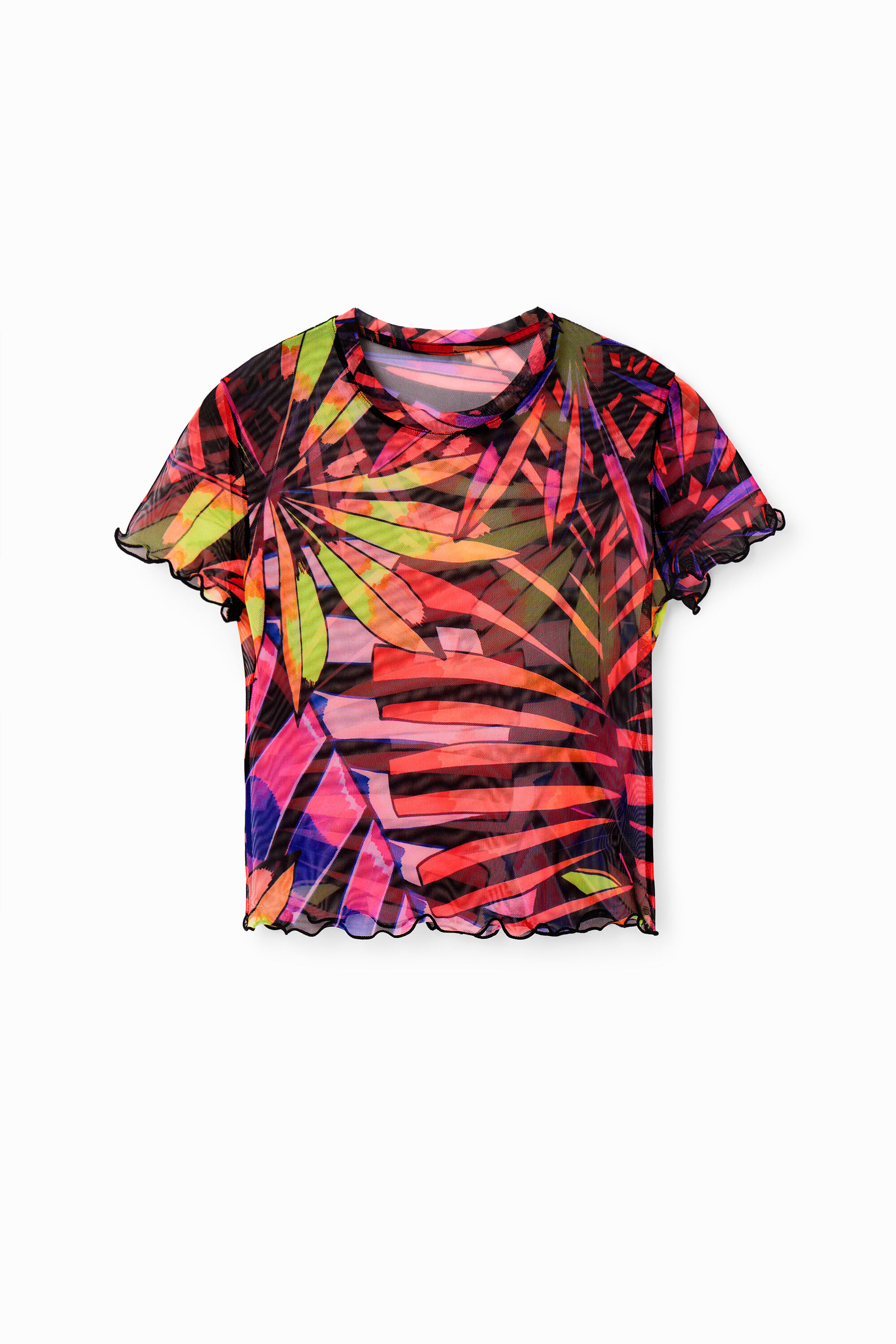T-shirt court tropical tulle